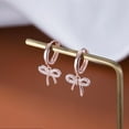 thumbnail image 4 of Faty-T Solid 925 Sterling Silver Bow Drop Hoop Earrings for Women Teens Bowknot Hoop Earrings Huggie Ribbon Earrings, 4 of 15