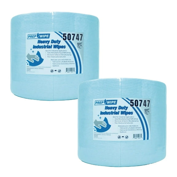 Heavy Duty Industrial Cleaning Cloths, Jumbo Roll, Blue, 500 Sheets per Roll, 11.8” x 15”, 1 Roll/Case, Pack of 2, Durable Multipurpose Wipes