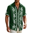 thumbnail image 5 of Havenx Button Down Shirt for Men Short Sleeve Collared Shirts Floral Print Top Beach Summer Wedding Vacation Vintage Clothes,Dark Green L, 5 of 5