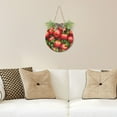 thumbnail image 6 of Bright Red Apple Front Door Porch Decoration Hanging Sign with Artificial Green Plants and Bow for Home Outdoor Indoor, 6 of 7
