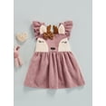 thumbnail image 2 of xiaxaixu Robe en Velours Côtelé pour Bébé avec Forme Cartoon Fawn, Décoration Nœud, 2 of 9