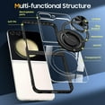 thumbnail image 2 of Allytech Crystal Clear Case for Samsung Galaxy Z Flip5 with 360° Rotatable Ring Holder Kickstand, [Compatible with MagSafe] Soft Bumper + Hard PC Hybrid Protective [Non-Yellowing] Case, Black, 2 of 7