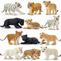 Toymany 12 Safari Animal Figurines, High Emulational Baby Plastic Zoo Animals, Lions Tigers Leopards Figure Toy Set, Easter Eggs Cake Toppers Christmas Birthday Gift for Kids Toddlers
