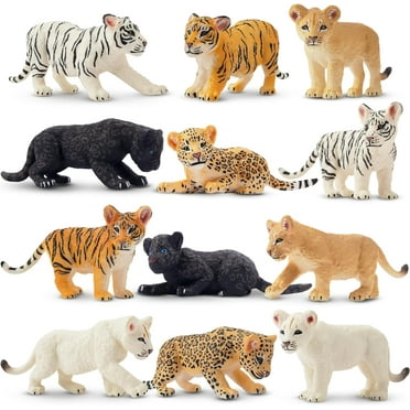 Toymany 12 Safari Animal Figurines, High Emulational Baby Plastic Zoo Animals, Lions Tigers Leopards Figure Toy Set, Easter Eggs Cake Toppers Christmas Birthday Gift for Kids Toddlers