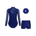 thumbnail image 2 of iiniim Girls Gymnastics Leotard with Shorts and Hairband Long Sleeve Ballet Tumbling Dance Unitard Navy Blue 10, 2 of 7