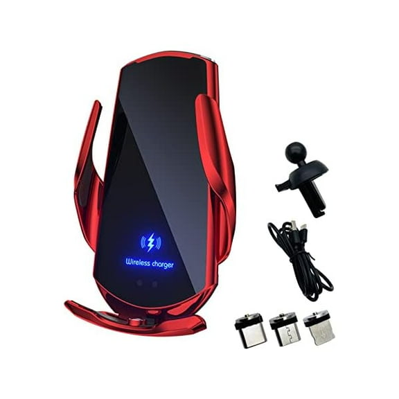 Saluqifa Wireless Car Charger Automotive Electric Induction 15W Wireless Charger Car Vent Mount Bracket Fast Charging Auto-Clamping Car Phone Holder Mount Air Vent Phone Holde (Red)