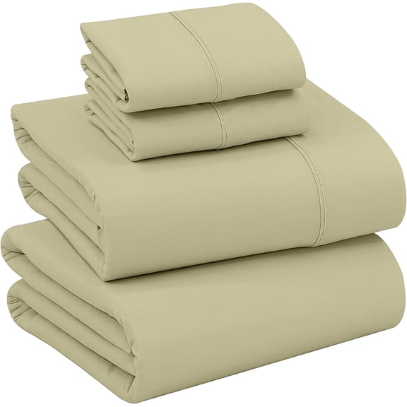 Queen Size Sheet Set, 100% Cotton Percale 4-Piece Bedding, Ultra Soft & Breathable Deep Pocket 16" Hotel Style Cooling Sheets, Sage Green