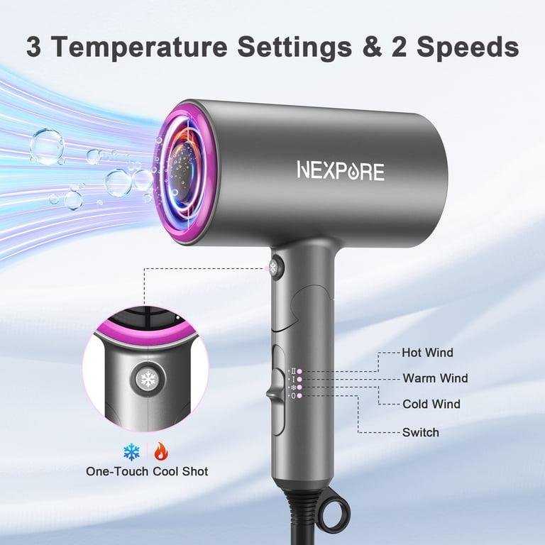 NEXPURE Hair Dryer, 1800W Ionic Blow Dryer, Lightweight  display picture 1
