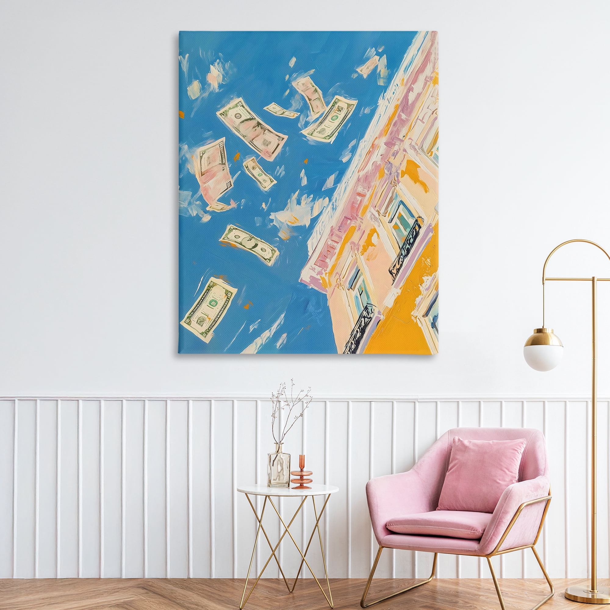 Stupell Industries Money Rain Drifting Past Windows Canvas Wall Art, design by The Prints Vibe