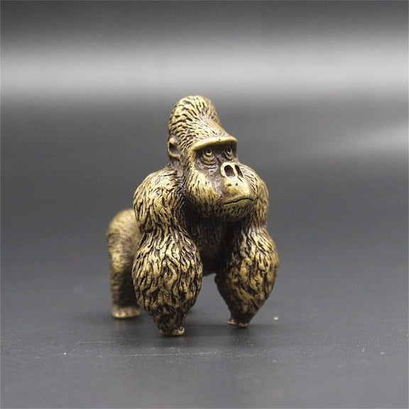 Yesbay Decorative Gorilla Figurine Freestanding Copper ly Engraved Portable Gorilla Decoration for Desktop