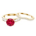 thumbnail image 4 of Rosec Jewels Lab Grown Ruby Wedding Bridal Ring Set - AAAA Grade Certified - Ruby Engagement Ring with Band - with Jewelry Box, 18K Yellow Gold, US 10.00, 4 of 8