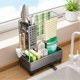 thumbnail image 2 of Sink Organizer with Integrated Sponge Holder, Soap Dispenser, and Towel Rack for Kitchen or Bathroom Cleaning Supplies (Gray), 2 of 5