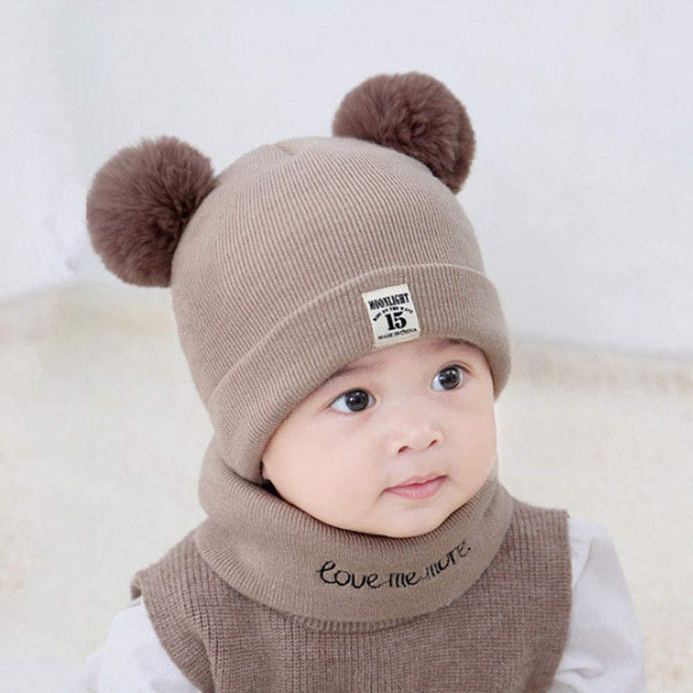 Scarf Set. Kid Toddler Baby Boys Girls Winter Warm Pom Pom Hat Knit Beanie Cap 