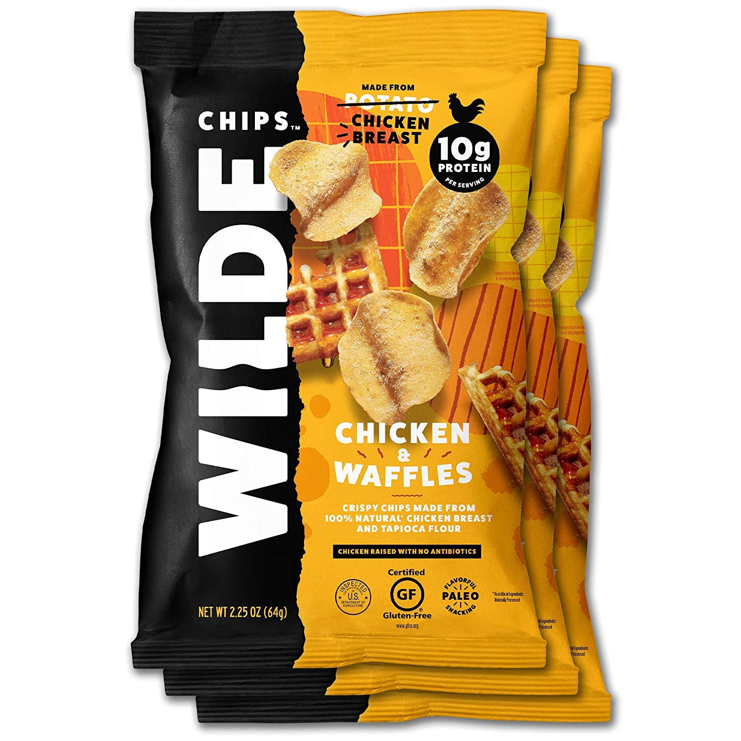 Chicken and Waffles Chicken Chips by Wilde Chips, Thin and Crispy, High