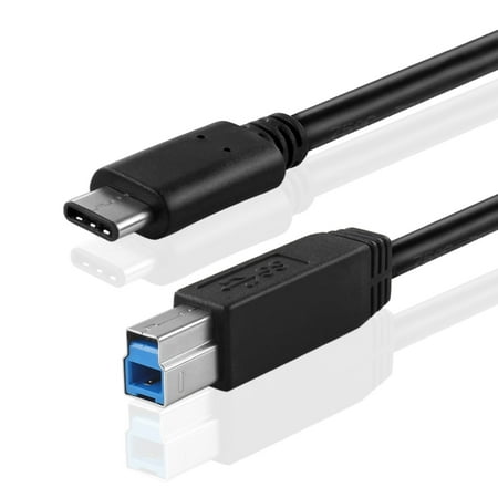 USB Type C (USB-C) to Type B (USB-B) Cable (3FT) Black - SuperSpeed Standard USB 3.0 Male Port With Reversible Type C Connector Design For Printer