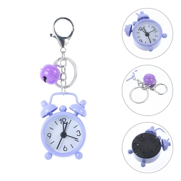 WEUVEB Mini Alarm Clock Keychain Purple Alloy 1PC 2.5X1.8X0.7In
