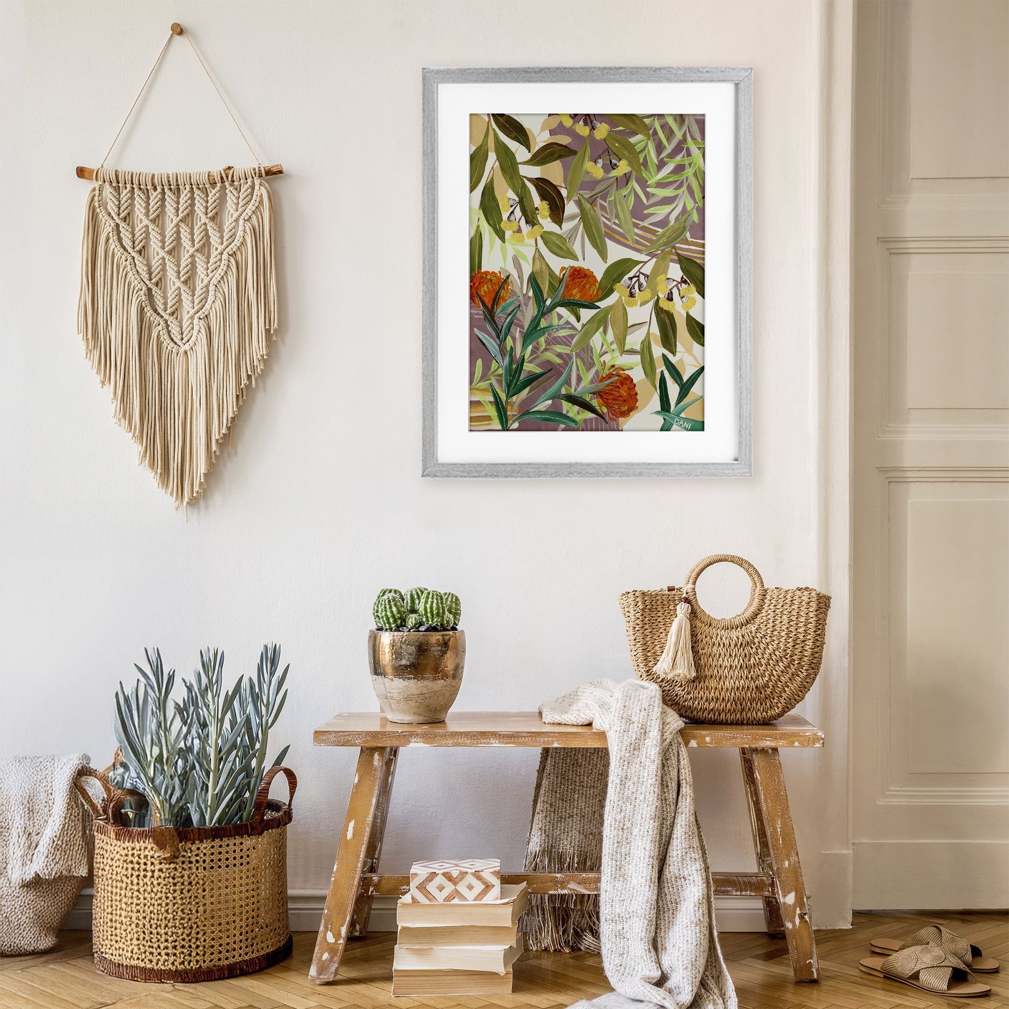 Stupell Industries Walk With Me Blooms Gray Framed Print Under Glass, design by Dani Heyward