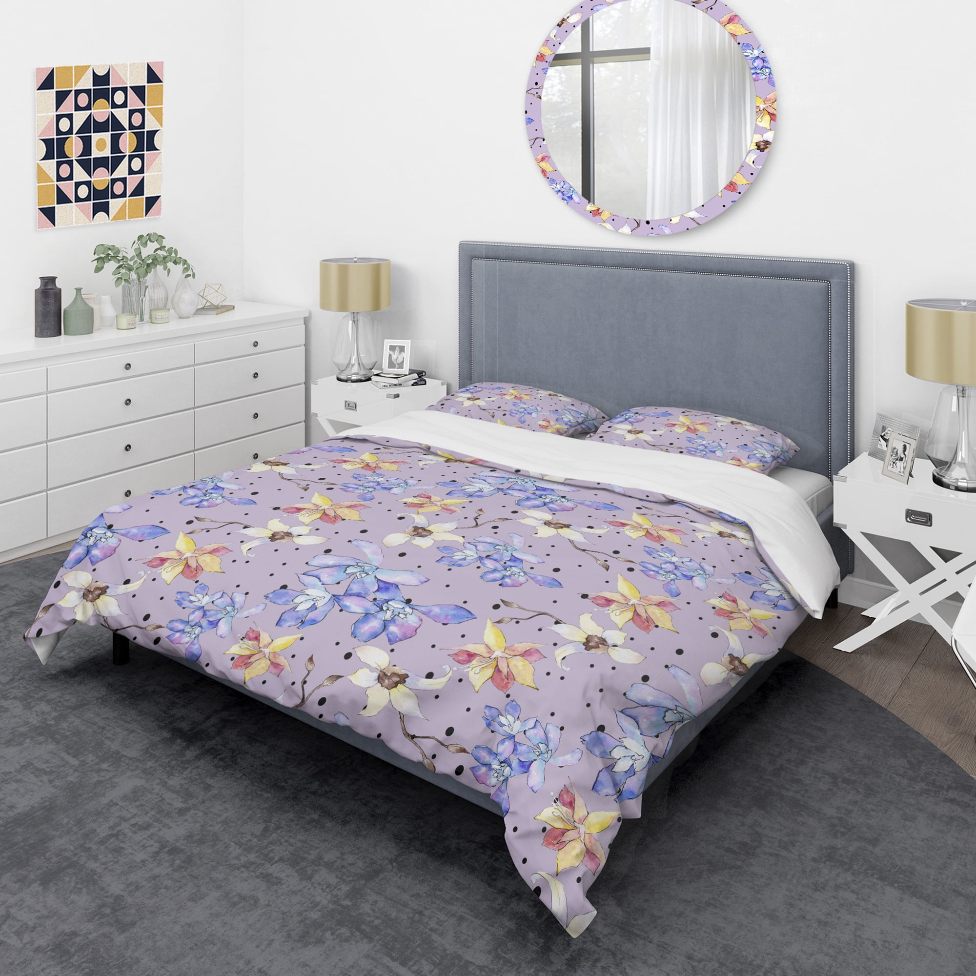 Designart 'Floral Botanical Retro V' Mid-Century Modern Duvet Cover Set