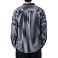 thumbnail image 4 of LODIENY Striped Long Sleeve Dress Shirt for Men Button Down Collared Baggy Stylish Work Blouses with Pockets Navy XL, 4 of 4
