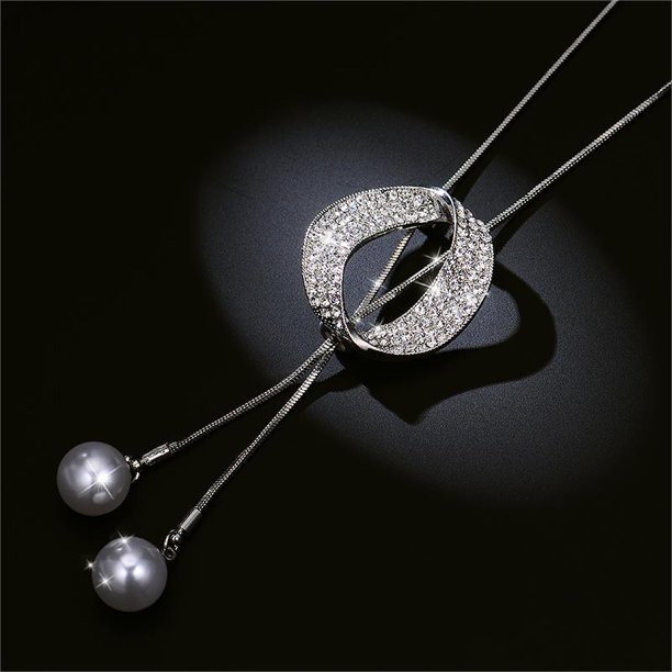 Cadena de suéter de otoño e invierno para mujer, completa con collar de perlas largo, joyería, borla, colgante, accesorios