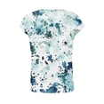 thumbnail image 4 of Womens Tops Short Sleeved Button-up Round-neck Printed Base T-shirt Mint Green L, 4 of 8