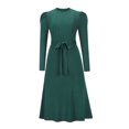 thumbnail image 3 of Vestido de corte A con vuelo para mujer con cinturón Vestido informal elegante para ir al trabajo Kuymtek Verde T XL para Mujer, 3 of 9