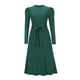 thumbnail image 3 of Vestido Vestido de punto acanalado casual de una línea de mujer vestido de suéter elegante de color sólido Kuymtek  Verde T XL para Mujer, 3 of 8