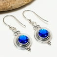 thumbnail image 2 of Blue Sapphire 925 Sterling Silver Earring, Blue Earring, 14X10 mm Oval Gemstone Earring, Christmas Gift, Handmade Jewelry V3742-E1459-24, 2 of 4