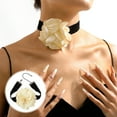 thumbnail image 2 of Mightlink Flocking Cloth Choker Necklace Adjustable Extension Chain Exquisite Lightweight Rose Flower Decor Necklace Jewelry Accessories, 2 of 7