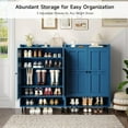 thumbnail image 3 of Shoe Cabinet with Cross Molding Doors, 6-Tier Shoe Storage Cabinet with 3 Adjustable Shelves and Metal Legs, 45'' Tall Shoes Rack Organizer Cabinet for Entryway, Front Door, Blue, 3 of 8