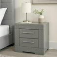 thumbnail image 7 of Ivon Nightstand, 2 Storage Drawers, 26 Inch Glossy Gray Hardwood, 7 of 7