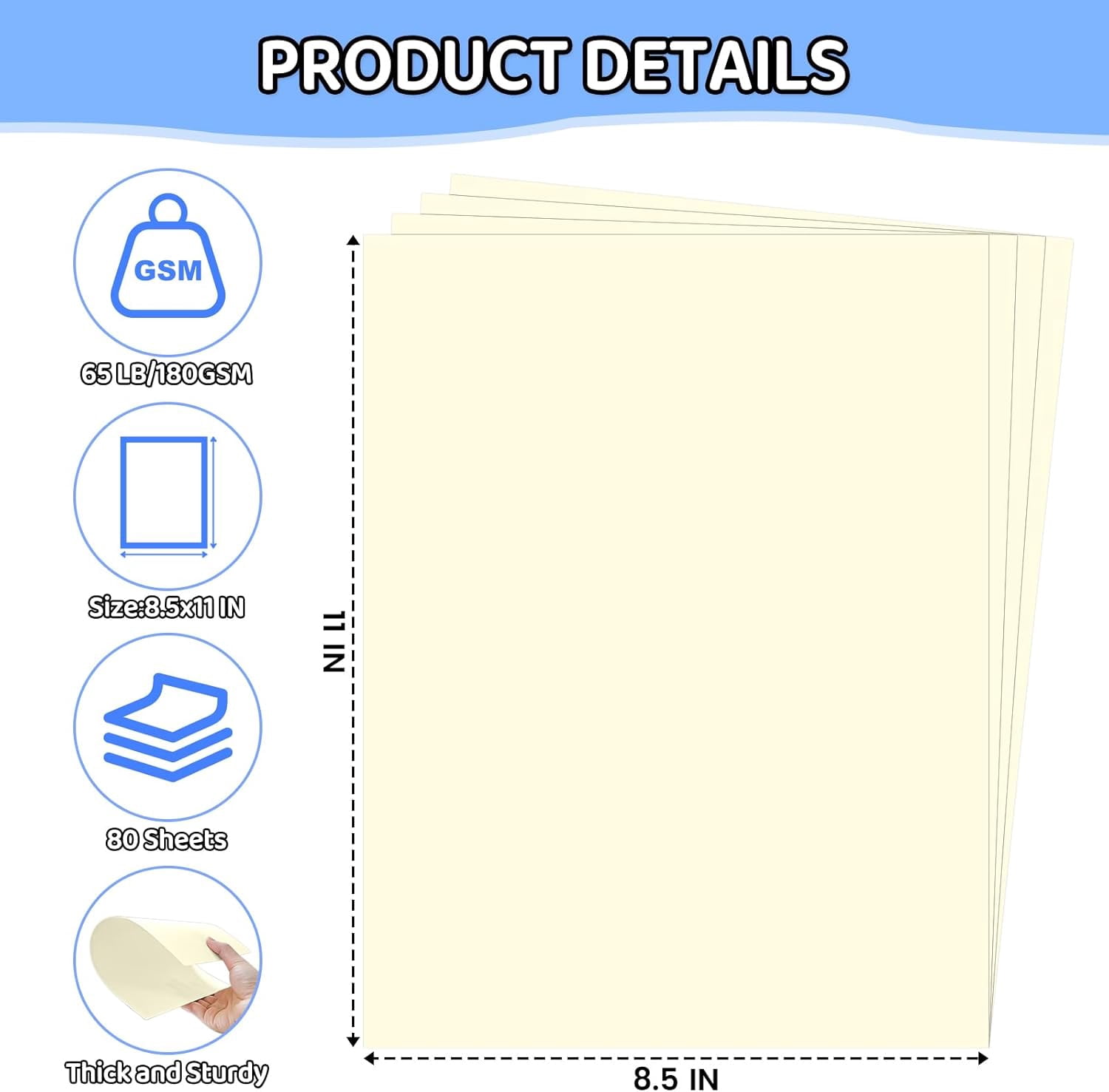 AllWays Plaza Cardstock 8.5 X 11, 80 Sheets Cream Card Stock, 65lb/ 180gsm Copy Paper, Cardstock Printer Paper for Art, Drawing, Invitations, DIY Cards, Craft, Construction, Office Supplie