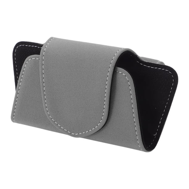 Estuche para gafas de sol de coche Unique Bargains, magnético, universal, soporte para gafas de visera de coche, caja de almacenamiento de ante gris 15x7.5cm 1 Pcs