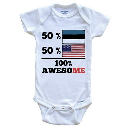 

50% Estonian 50% American 100% Awesome Funny Baby Bodysuit - Estonian Flag Estonia Baby Bodysuit