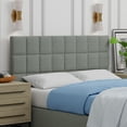 thumbnail image 3 of Varia 26" Tall Panel Upholstered Headboard, 3-Row Square Tufting, Queen Size, Light Gray, 3 of 8