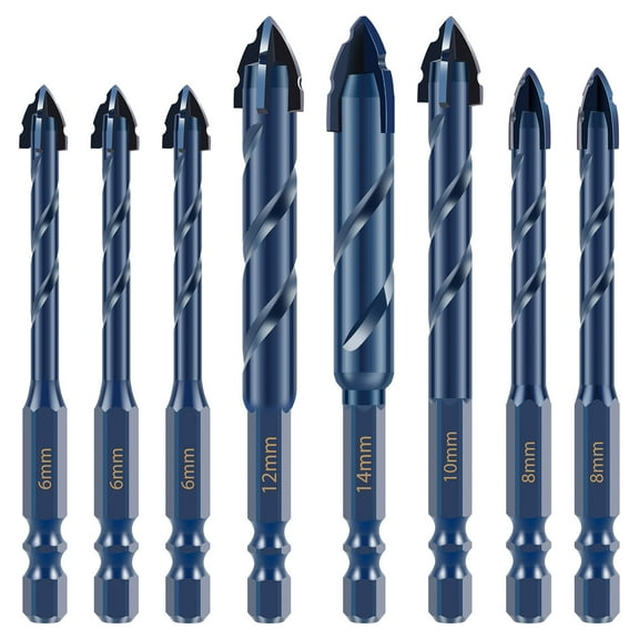 8Pcs Serrated Masonry Drill Bit Sturdy Concrete Drill Bits Efficient Masonry Drill Bit Set Practical Impact Drill Bit Set for Tile Glass Metal Brick Ceramic Plastic Wood
