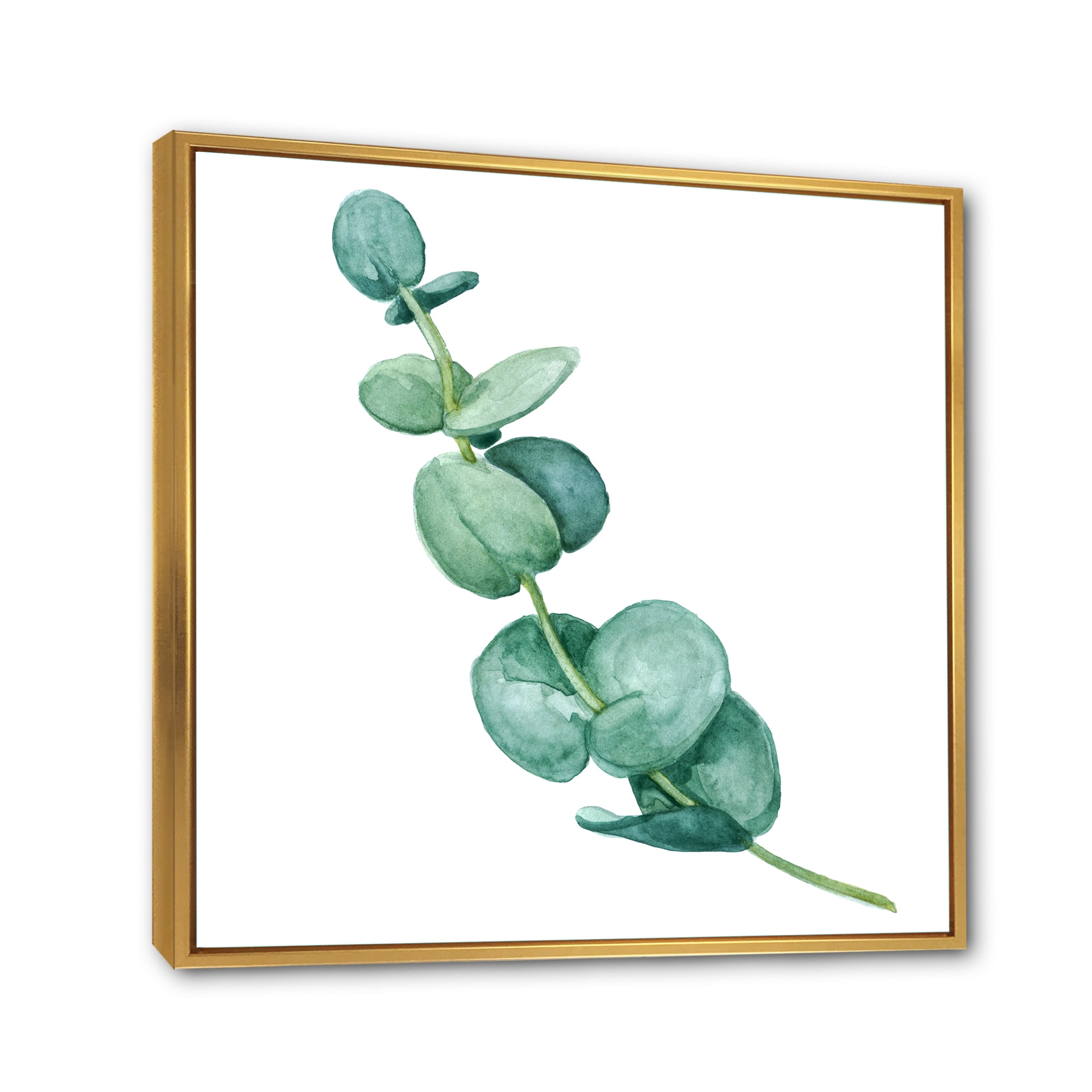 Young Eucalyptus Branches and Leaves II 16 in x 16 in Framed Painting Canvas Art Print, by Designart