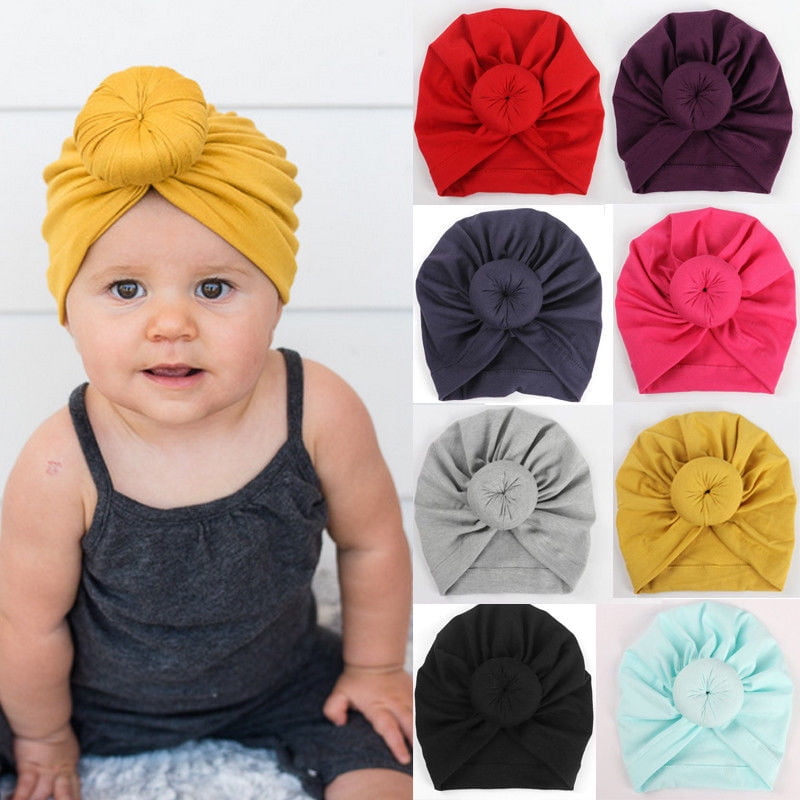Newborn Toddler Baby Girls Cute Rabbit Bow-knot Turban Beanie Hat Cap Headband 
