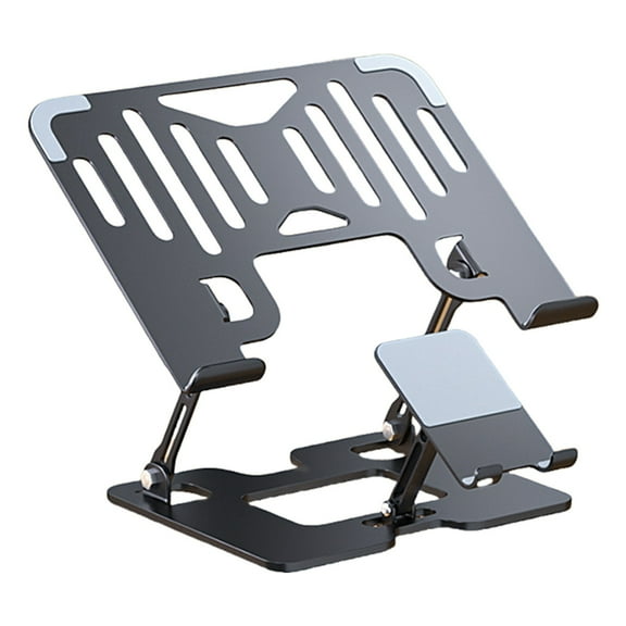 Foldable Double Device Stand for Laptop and Phone Steel Durability Workspaces Holder