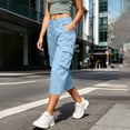 thumbnail image 2 of AKOEE Cargo Capris for Women High Waist Multi Pockets Lightweight Quick Dry Workout Summer Casual Capri Pants (XL, Light Blue), 2 of 7