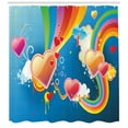 thumbnail image 3 of Vintage Rainbow Shower Curtain, Funky Illustration of Heart Shapes Floral Elements Clouds Valentines Love, Fabric Bathroom Set with Hooks, 69W X 75L Inches Long, Multicolor, by Ambesonne, 3 of 3