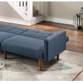 thumbnail image 6 of New Transitional Look Living Room Sofa Couch Convertible Bed Navy Polyfiber 1pc Tufted Sofa Cushion Wooden Legs, 6 of 11