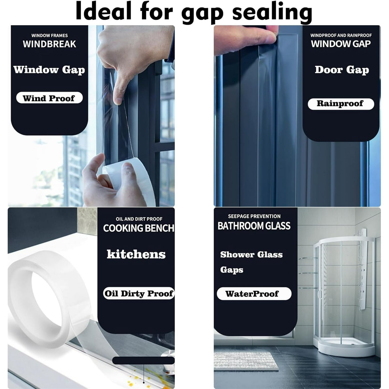 1x Waterproof Window Weather Sealing Tape,No Residue Window Insulation for Winter,Weather Resistant,Airtight Insulation Tape That Blocks Drafts,Ideal for Winter Seal & Summer Cold Air Loss Prevention