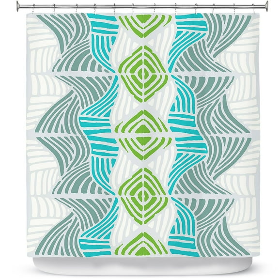 Shower Curtains 70" x 93" from DiaNoche Designs by Traci Nichole Design Studio - Rapids Blue Green
