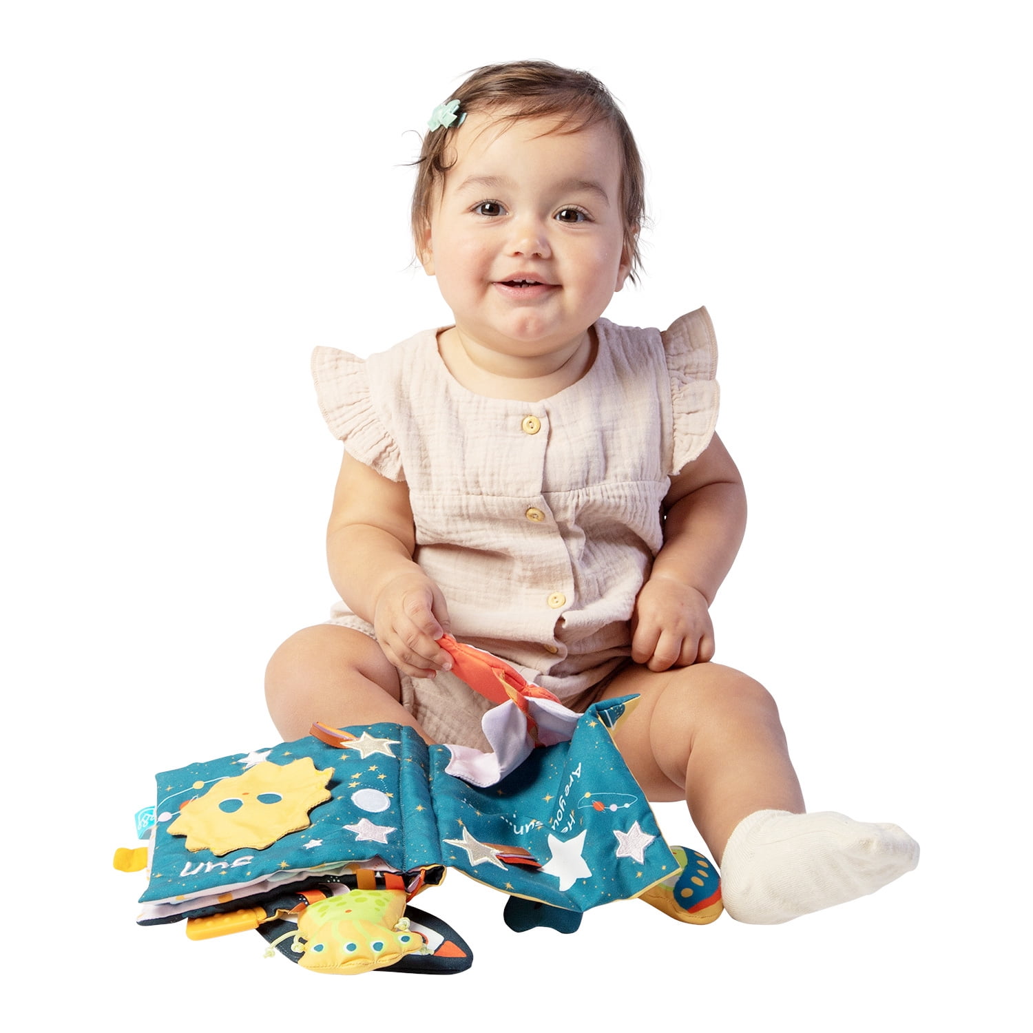 Manhattan Toy Little Rocket Finds Home Soft Activity Crinkle Book for Baby & Toddler with Tethered Characters