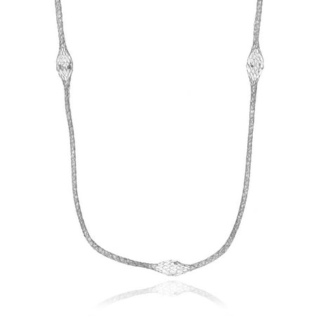 Brinley Co. Women's Crystal Accent Sterling Silver Mesh Fashion Necklace, Silver