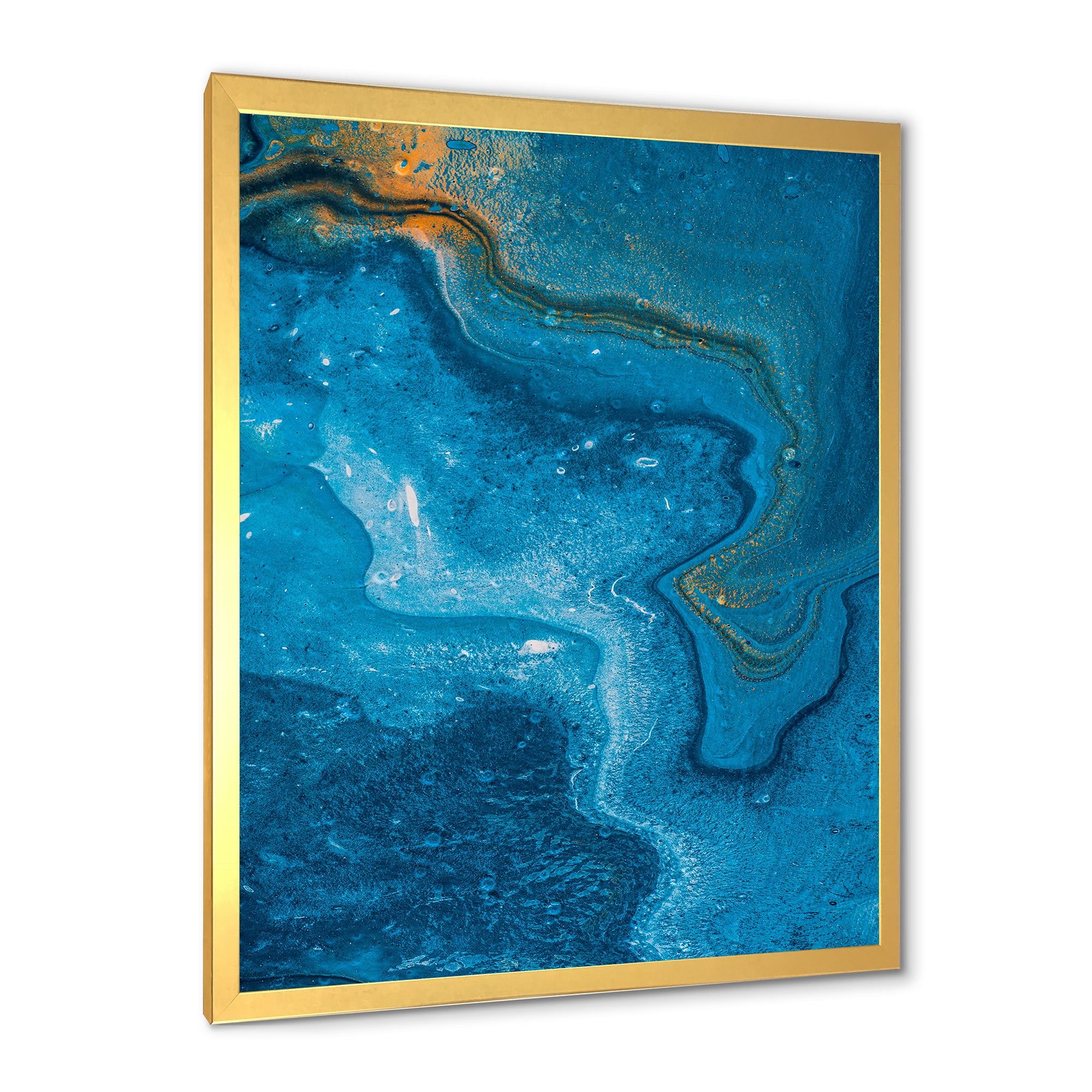 Designart 'Abstract Blue Marble Composition II' Modern Framed Art Print