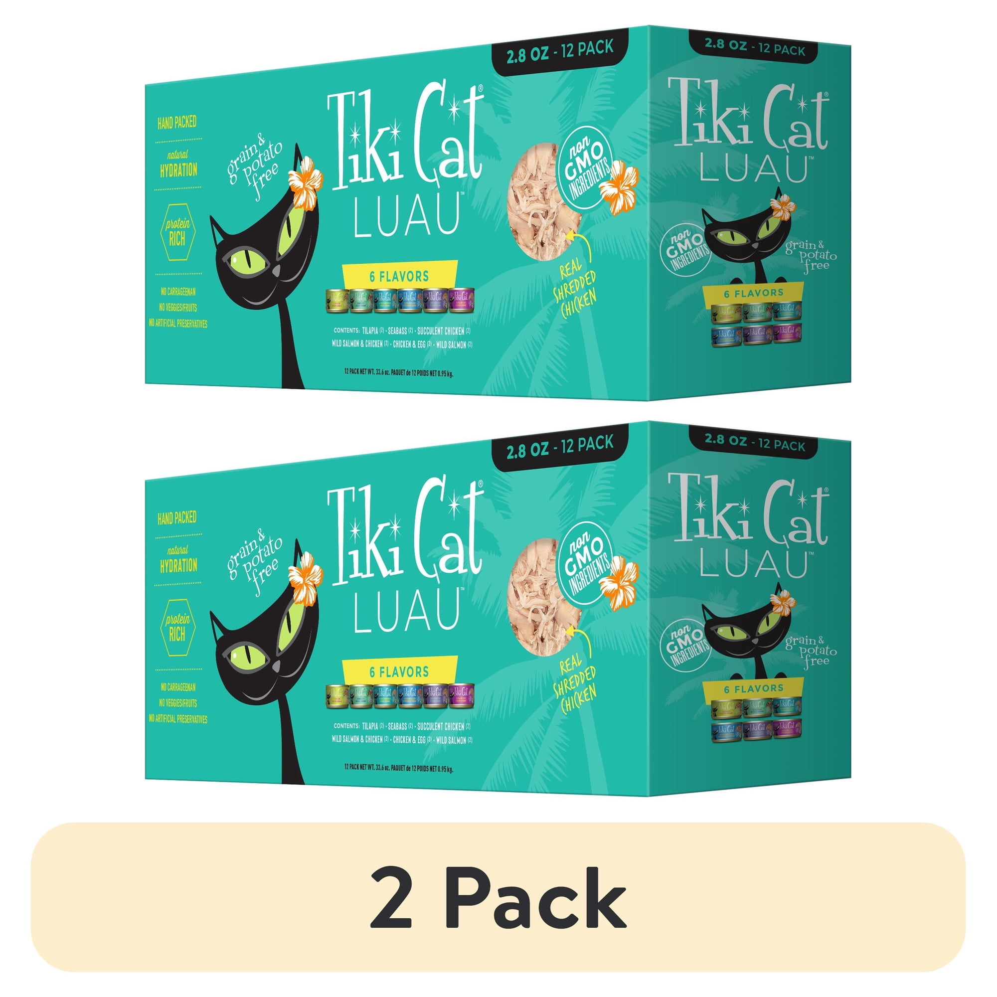 (2 pack) Tiki Cat Luau Wet Cat Food, Variety Pack, 2.8 oz. Can (12 Count)