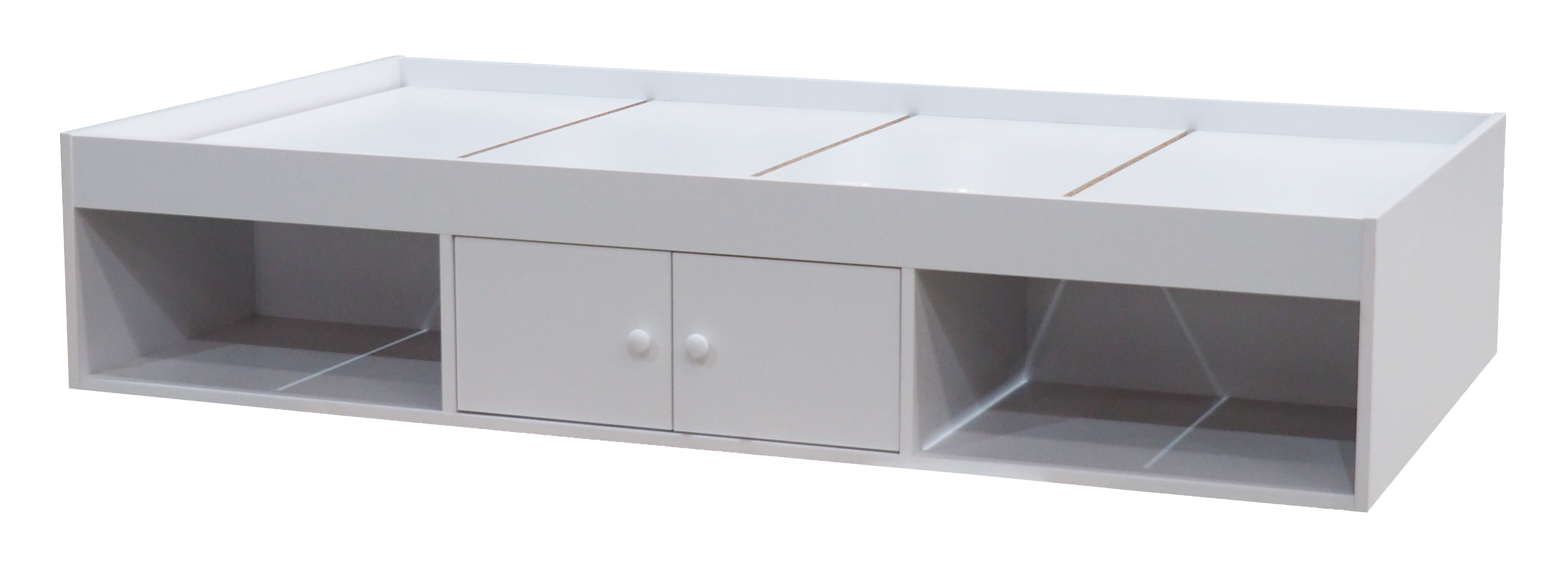 Tiara Twin Size Storage Platform Bed, White Wood Finish