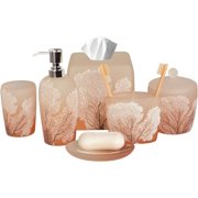 Decozen Orange Bathroom Accessories set of 6 Including Dispenser Toothbrush Holder Soap Dish & More